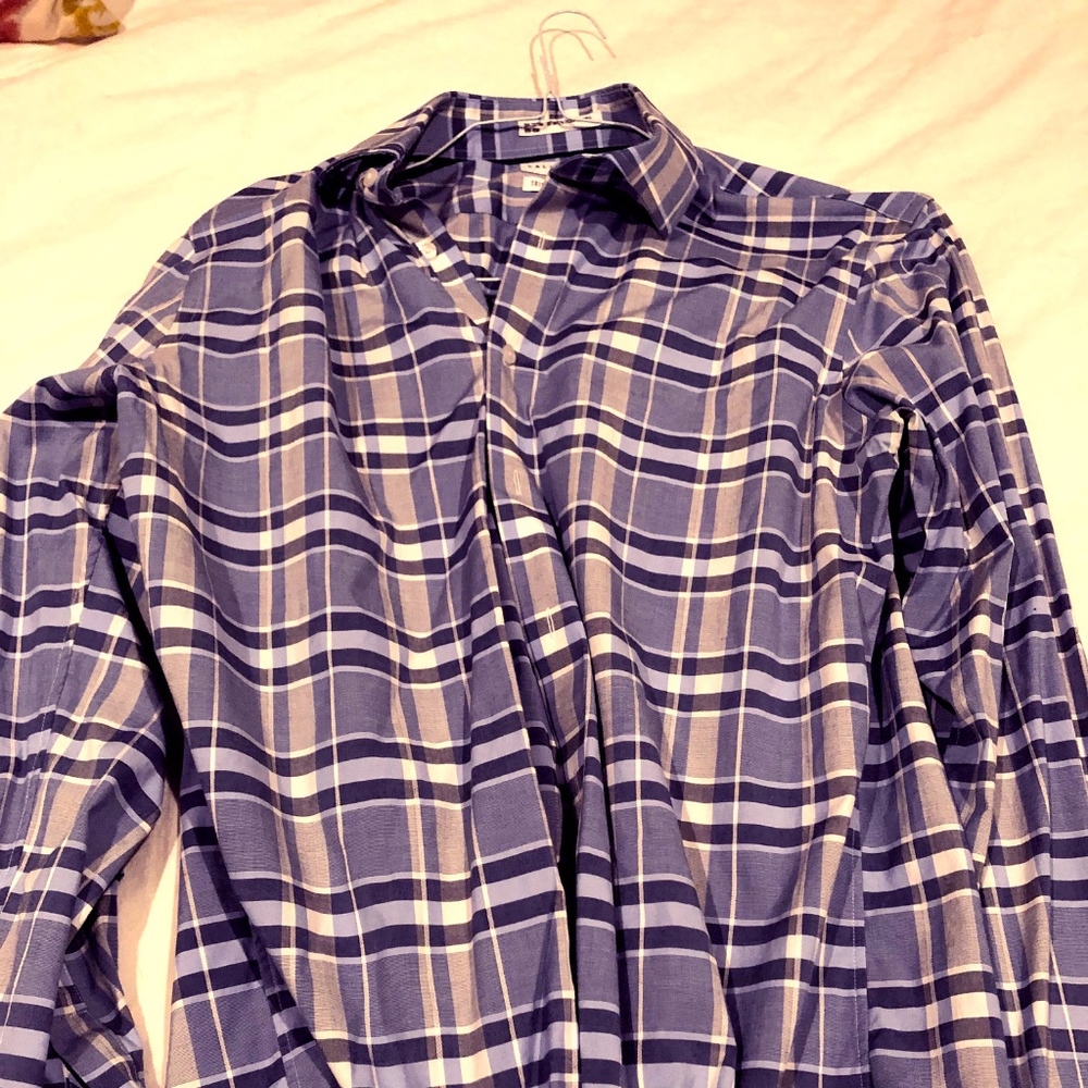 Mens Blue Plaid Shirt - Calibrate - Size M
